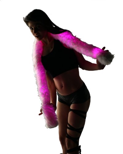 Electric Styles Light Up Fur Boa - All-White Fur with LED Lighting (Color Changing)