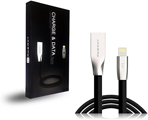 aweact Zinc Alloy Lightning to USB Cable (3 ft / 1 m) - Flat Durable Cord Super Fast Charging Data Transfer 8 Pin Tangle Free for iPhone 7/7 Plus/6S/6S Plus/6/6 Plus/5/5S/5C/Se/iPad/iPod