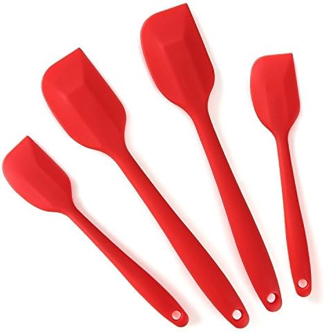 CookinGuru Non-Stick Silicone Spatulas / Set of 4 - 2 Large & 2 Small Heat Resistant Cooking Utensils in Red