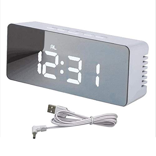 Panamami Creative Multifunctional Mirror Alarm Clock Rectangle LED