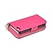 Pooqdo (TM) 2015 Newest Magnetic Zip Flip Wallet Leather Card Case Cover for Iphone 5 5g 5s (Hot Pink)