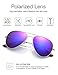 LUENX Womens Mens Aviator Sunglasses Polarized Mirrored Purple lenses Metal Frame 100% UV Protection Classic Style