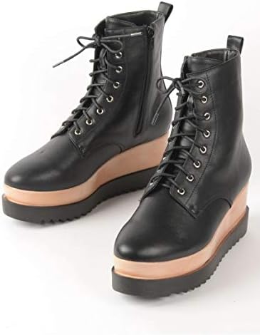 Amazon セシルマクビー レースアップ2重厚底ショートブーツ ブラック L ファッションサンダル