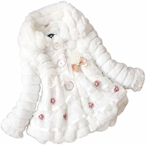 SRF Kids Girls Faux Fur Fleece Lapel Coat Winter Warm Jacket