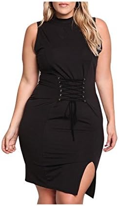 Purple Bee Women's Plus Size Sleeveless Bandage Stretchy Party Club Cocktail Black Dress