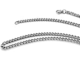 TRUSUPER Jewelry 3.5mm Titanium Steel Mens Beveled Curb Link Chain Silver Necklace, 18