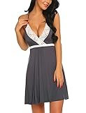 HOTOUCH Womens Sleepwear Nightgown Full Slips Lace Sling Dress S-XXL