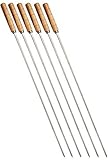 BBQ Skewers-6pc Stainless Steel, Strong And Sturdy 23'' Length, 5mm Thickness With Wood Handle