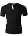 H2H Mens Casual Fashion Slim Fit Basic Cotton Henley T-shirt