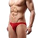 FEESHOW Men's Smooth Stretch Bikini Swimwear Underwear Swim Briefs (Red, L)