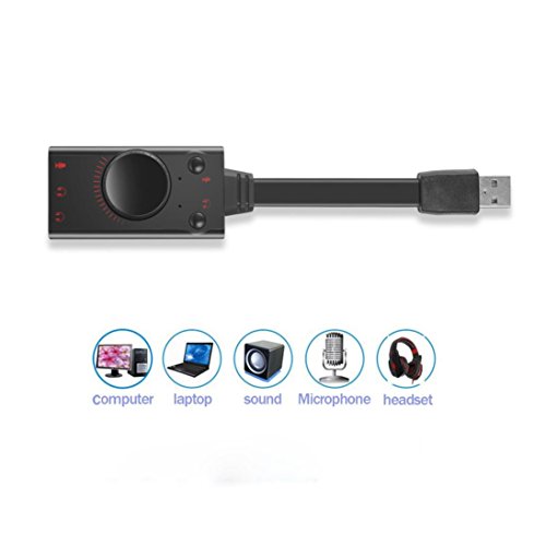 Iuhan USB 2.0 3D Virtual 7.1 Channel Sound Card Adapter Audio Cable For PC Windows