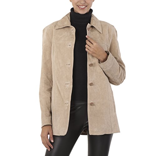 BGSD Women Anna Suede Leather Car Coat (Also available in Plus Size & Petite), Brown, Small - Thumbnail 5