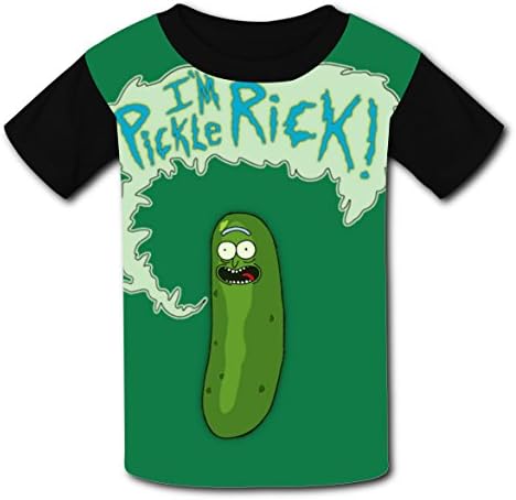 YCMK1124 I'm Pickle Rick Kids Youth Costume Short Sleeve T Shirt Tee For Girls (Black)