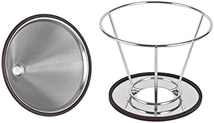 Coffee Dripper,Justmysport Pour Over Coffee Filter Stainless Steel Pour Over Double Mesh Filter Reusable Coffee Maker Without Handle Silver