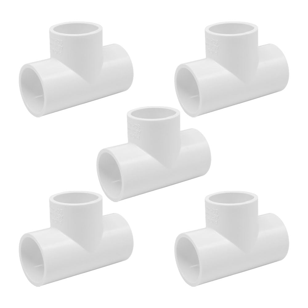 Photo 1 of HayEastdor 5PCS 1 Inch Tee PVC Fittings Adapter Pipe Fitting Connectors Socket x Socket for Sprinkler, Drip Irrigation System, Pipes Extension HE064-1