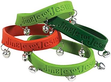 24 Christmas Rubber Jingle For Jesus Bracelets With Bells