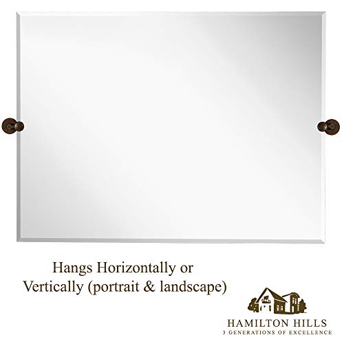 Hamilton Hills Large Pivot Rectangle Mirror with Oil Rubbed Bronze Wall Anchors Silver Backed