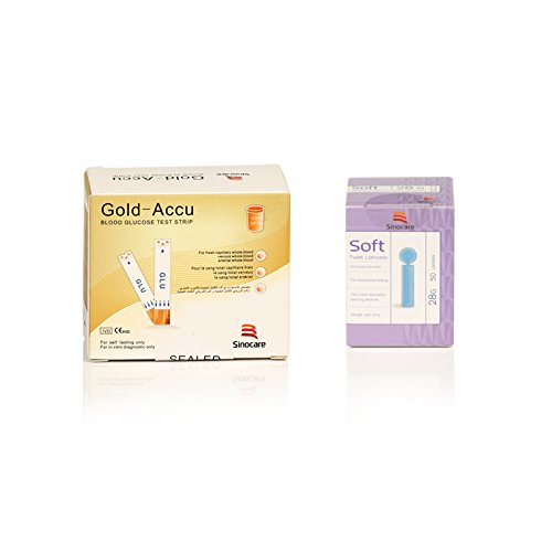 Diabetes Test Kit, Blood Glucose Meter with 50/100 Blood Glucos Test Strips 50/100 Free Lancets,Gold Electrode,5s Test time,Volume 0.8Î¼L Blood (50 pcs Test)