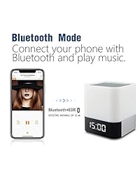 MJDUO   Altavoz Bluetooth con luz nocturna, portátil, con sensor táctil regulable, con alarma, reproductor de música MP3, USB, AUX, el mejor regalo para niños, fiestas, dormitorios, exteriores