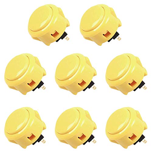 Sanwa JLF-TP-8YT Joystick + Sanwa 8 pcs OBSF-30 Push Button Bundle Kit Color : Yellow - for Arcade Game 4 & 8 Way Adjustable, Compatible with Catz Mad SF4 Tournament Joystick S@NWA