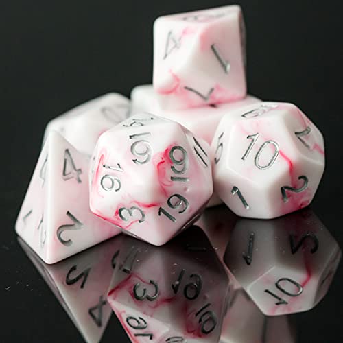 HDdais Polyhedral Dice Sets 7-Die White DND Dice