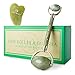 Jade Roller For Face & Gua Sha Scrapping Slimming, Firming & Rejuvenating Tool- Anti-Aging, Anti-Wrinkles, Puffiness- Natural Facial Skin Massager Treatment Therapy- Premium Authentic Jade Stone