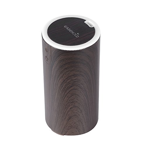 Easehold Travel Size USB Essential Oil Diffuser 50ml Mini Humidifier Air Purifiers Home Office Car Use Cool Mist 7 Led Lights Wood Grain (Black)
