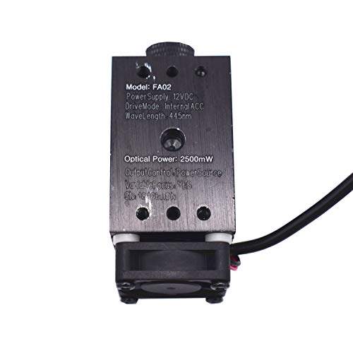 TXINLEI 2.5W 2500mW 445nm Blue Laser Module, DC 12V Focal Adjustable Laser Head with Heatsink for DIY Laser Engraver Machine