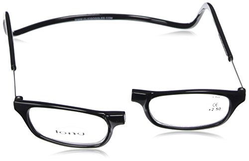 CliC Long Adjustable Front Connect Ready Reader, Black Long, 2.50 Strength