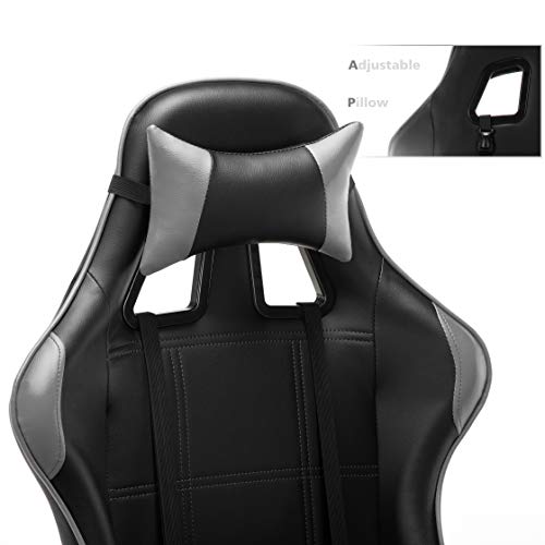 IntimaTe-WM-Heart-Sedia-da-Gioco-Sedia-da-a-Corsa-Sedia-Gaming-Sedia-da-Ufficio-ergonomica-Sedia-per-Computer-Sedia-Girevole-con-poggiapiedi-Grigio