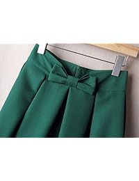 Hanlolo Falda para dama estilo clásico de los años 50s, longitud a la rodilla, cintura alta con pliegues y lazo frontal