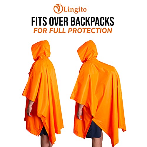 Heavy Duty Reusable Rain Poncho, Backpacking, Waterproof Lightweight
