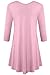 JollieLovin Womens Plus Size 3/4 Sleeve Tunic Tops Loose Fit Casual Swing Basic T Shirt to Wear with Leggings Pink