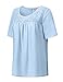 REGNA X BOHO Women's Shirring Smocked Short Sleeve Loose and Thick Chiffon Blouses Tops (2styles, S-3XL)
