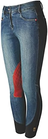 Tredstep Ladies Denim Knee Patch Breech 26L Red