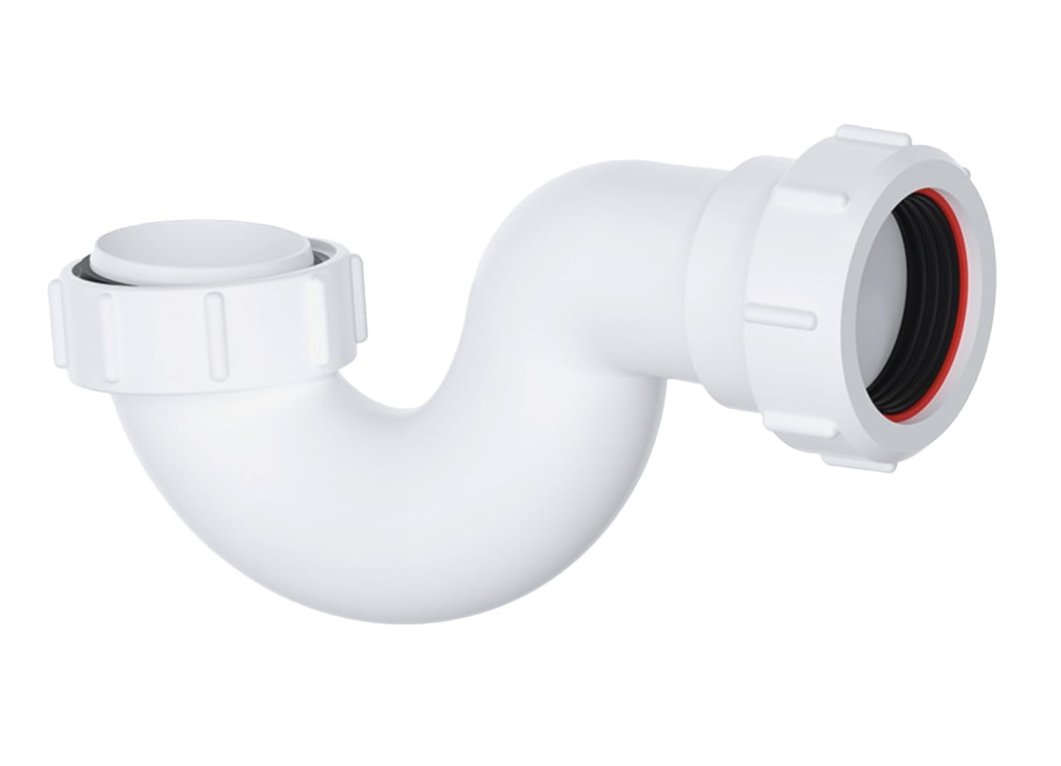 PlumbEZ Shallow P Trap 40mm Shower Trap with Universal Outlet, White Shallow Bath Siphon and Bath Drain Hose Solution