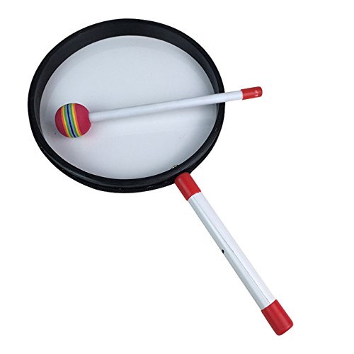 bouti1583 Lollipop Shape Music Drum with Mallet Kids Percussion Instruments Musical Toy Dia.5.9"