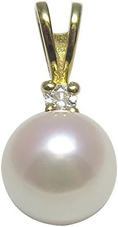 14k Yellow Gold 6.5mm Akoya Cultured Pearl with Diamond (0.03ct) Pendant