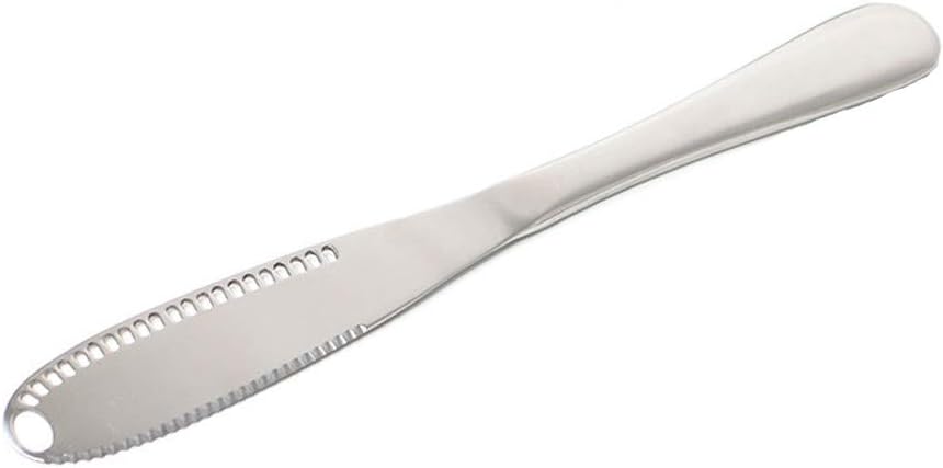 Clearance ! Sandistore 3in1 Multi-Function Butter Knife, Stainless Steel Butter Curler & Spreader with Serrated Edge, Shredding Slots for Cutting Vegetables Fruit Cheese-Silvery (B)