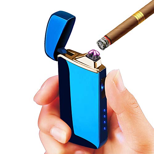 Warrior Tech Sleek USB Rechargeable Flameless Upgraded Dual Arc Plasma Lighter (Blue)