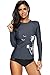 CharmLeaks Ladies Rash Guard Shirt Long Sleeve UV Bathing Suit Tops SPF Clothing Gray 2XL