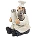 Sitting French Chef Pierre Glass Salt and Pepper Shaker Set with Decorative Display Stand Table Centerpiece Figurine for Country Cottage Decor Spice Racks & Gourmet Kitchen Decorations As Collectible
