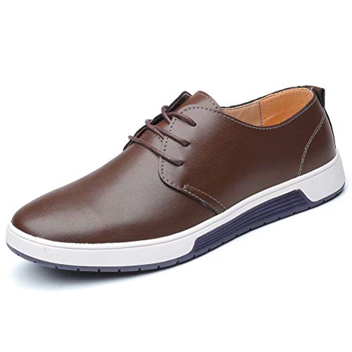konhill Men's Casual Oxford Shoes Breathable Flat Fashion Laceup Dress