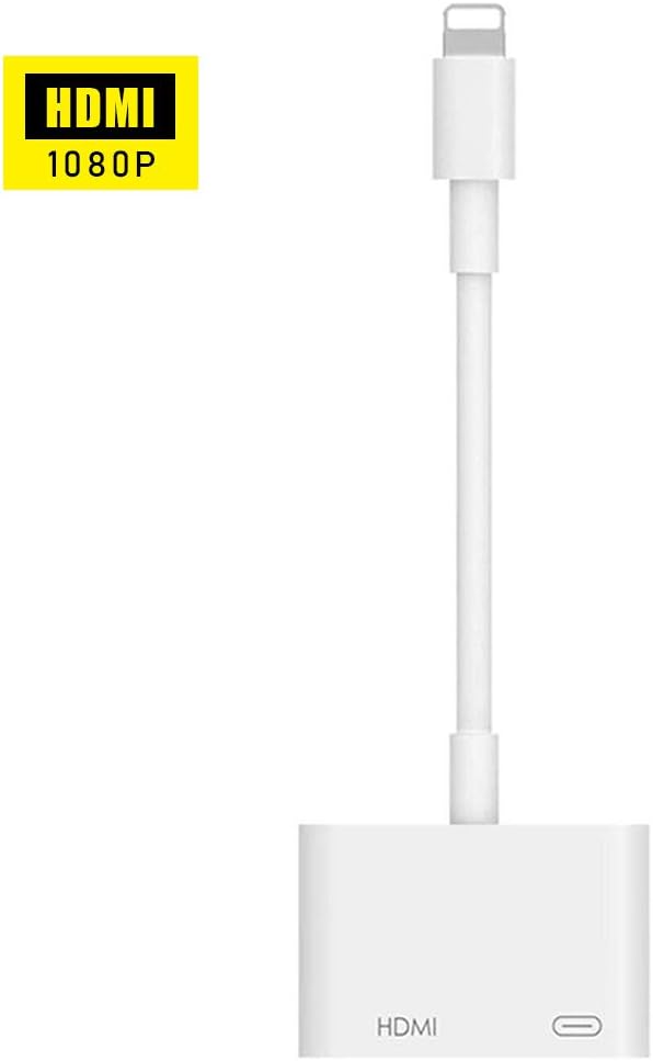 HDMI Adapter for Phone, Compatible with iPhone 11/11 Pro/XS/XS Max/XR/X/8/7/6/Plus iPad iPod to TV/Projector/Monitor HDMI Adapter, Support 1080P HD TV and All I-OS System (White)