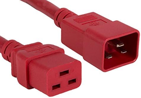 Cable Leader 3ft 12 AWG 20A 250V Heavy Duty Power Cord (IEC320 C20 to IEC320 C19), Red