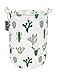 HKEC Green Cactus Laundry Basket,Baby Clothes Hamper for Nursery,Kids Toys Storage Bin,Waterproof Canvas Organizer Basket for Bedroom Decor,Gift Baskets(Green and Gray Cactus)