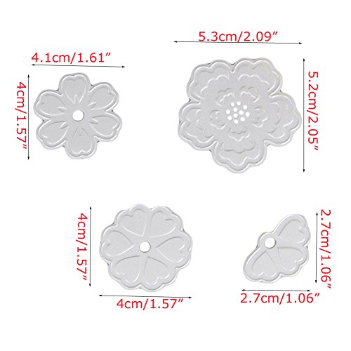 NNDA CO 4PCS Flower Metal Cutting Dies Stencils DIY Scrapbooking Album Paper Card Craft