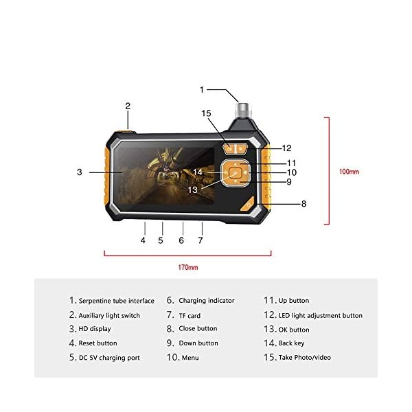 QIANG Endoskop, Endoskopkamera Upgrade 5.0 Megapixel 1080P HD Inspektionskamera Mit 2600mAh Akku Halbstarre… – Bild 7
