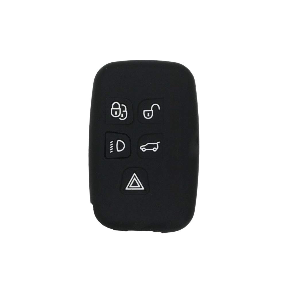 BROVACS Silicone Cover Protector Case Holder Skin Jacket Compatible with LAND ROVER LR4 Range Rover 5 Button Smart Remote Key Fob CV4982 Black