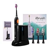 Electric Rechargeable Toothbrush-iBrush Elite SonicWave with UV Sanitizer (Black) 3 Extra Brush Replacements Included